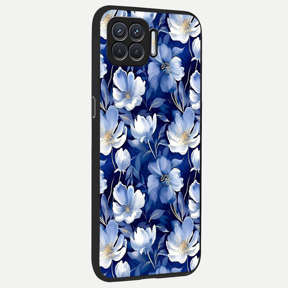  Cute Floral Patterns back cover For Oppo F17 slim fit glass case with vibrant aesthetic design