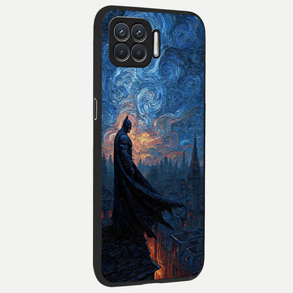  Dark Knight Dusk back cover For Oppo F17 slim fit glass case with vibrant aesthetic design