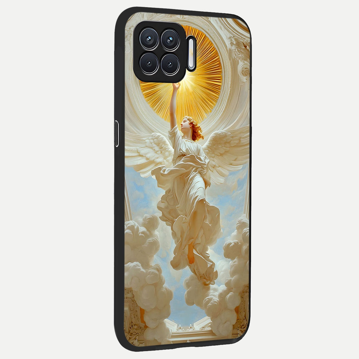  Divine Light Angel back cover For Oppo F17 slim fit glass case with vibrant aesthetic design