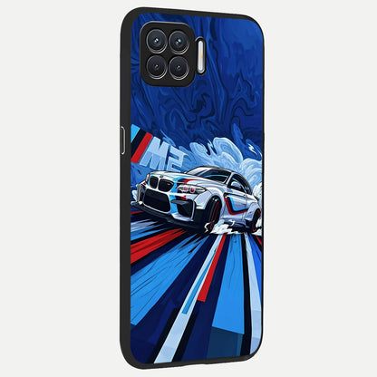  Drift Power Rush back cover For Oppo F17 slim fit glass case with vibrant aesthetic design