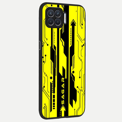  Electric Pulse CYBERPUNK Custom Name back cover For Oppo F17 slim fit glass case with vibrant aesthetic design