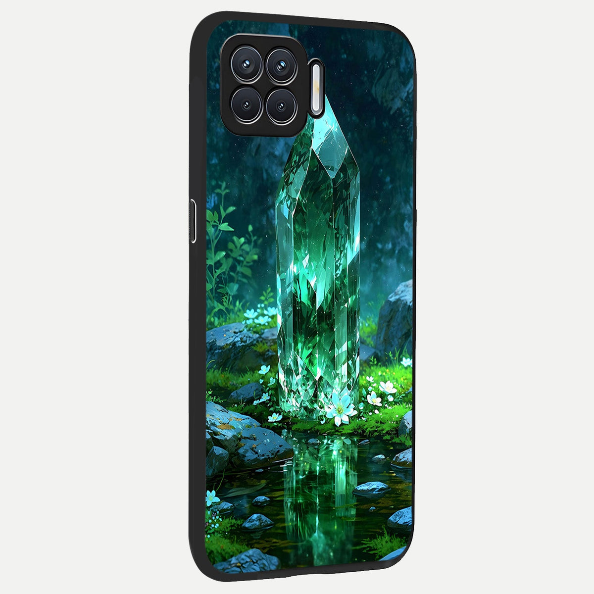 Emerald Light Crystal back cover For Oppo F17 slim fit glass case with vibrant aesthetic design