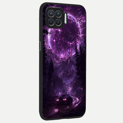  Eternal Cosmic Drive back cover For Oppo F17 slim fit glass case with vibrant aesthetic design