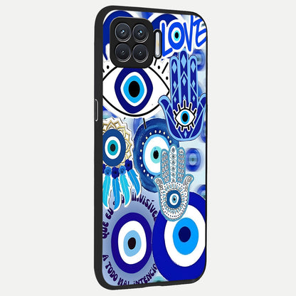  Evil Eyes Dream back cover For Oppo F17 slim fit glass case with vibrant aesthetic design