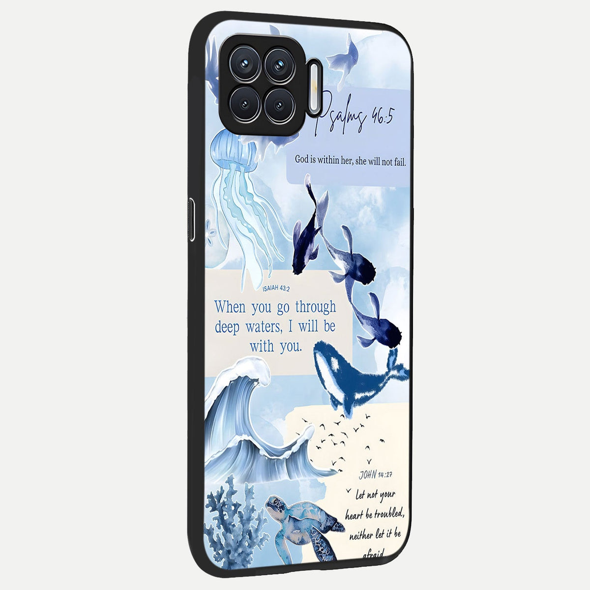  Faithful Ocean Promise back cover For Oppo F17 slim fit glass case with vibrant aesthetic design
