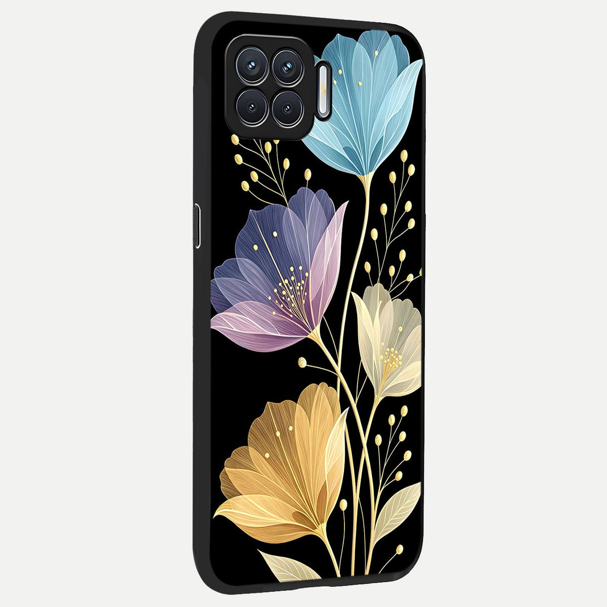  Flower Bloom Glow back cover For Oppo F17 slim fit glass case with vibrant aesthetic design