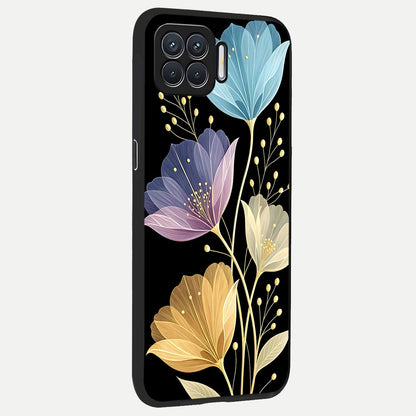  Flower Bloom Glow back cover For Oppo F17 slim fit glass case with vibrant aesthetic design
