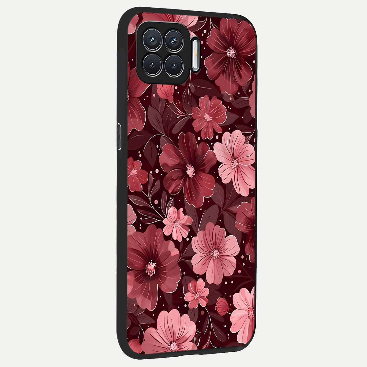  Flower Blush Bloom back cover For Oppo F17 slim fit glass case with vibrant aesthetic design