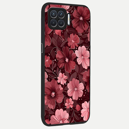  Flower Blush Bloom back cover For Oppo F17 slim fit glass case with vibrant aesthetic design