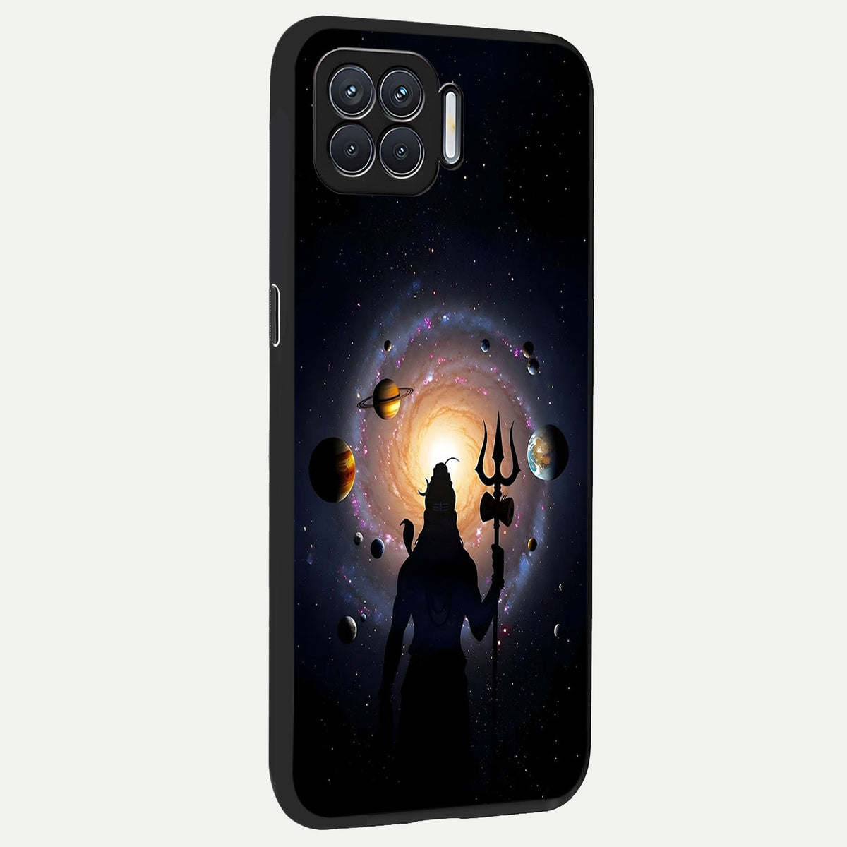  Galactic Shiva Vision back cover For Oppo F17 slim fit glass case with vibrant aesthetic design