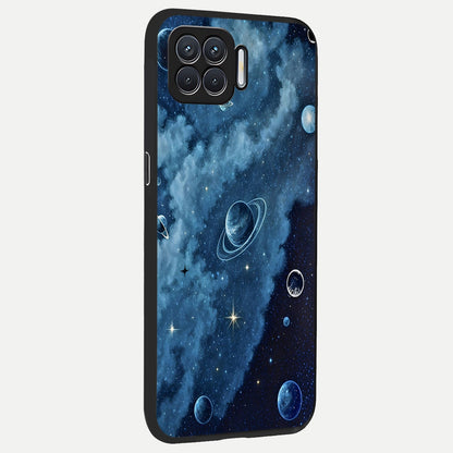  Galaxy Dream Space back cover For Oppo F17 slim fit glass case with vibrant aesthetic design