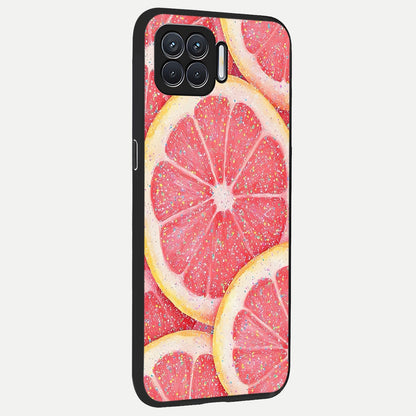  Glitter Grapefruit back cover For Oppo F17 slim fit glass case with vibrant aesthetic design