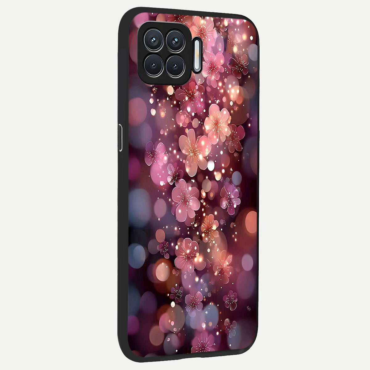  Glowing Petal Bliss back cover For Oppo F17 slim fit glass case with vibrant aesthetic design