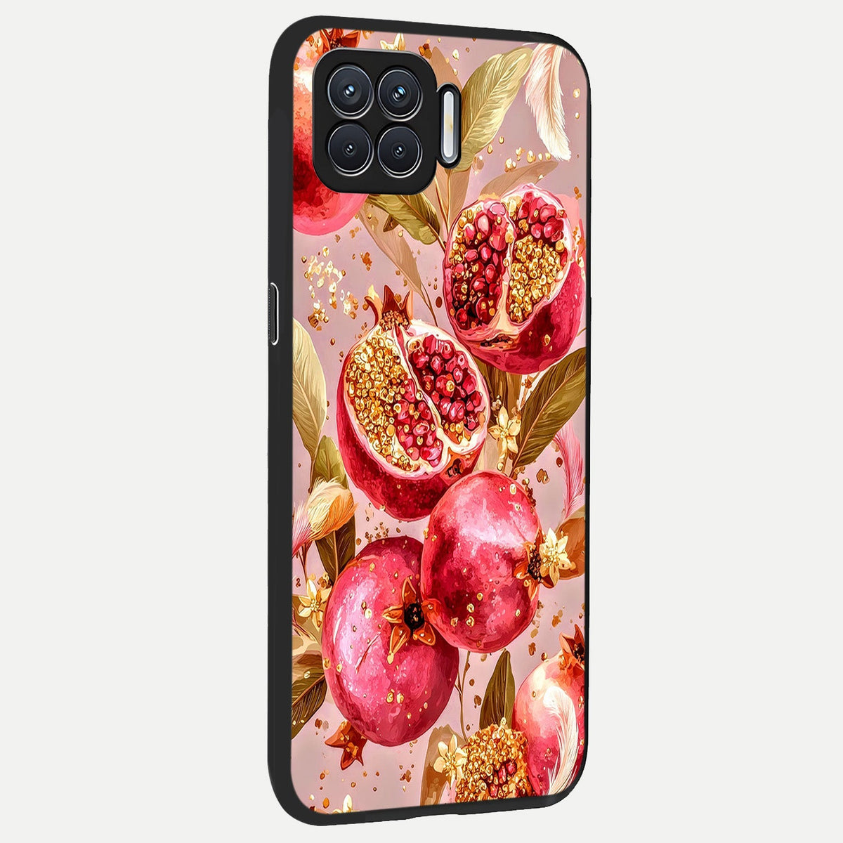  Golden Bloom Glow back cover For Oppo F17 slim fit glass case with vibrant aesthetic design