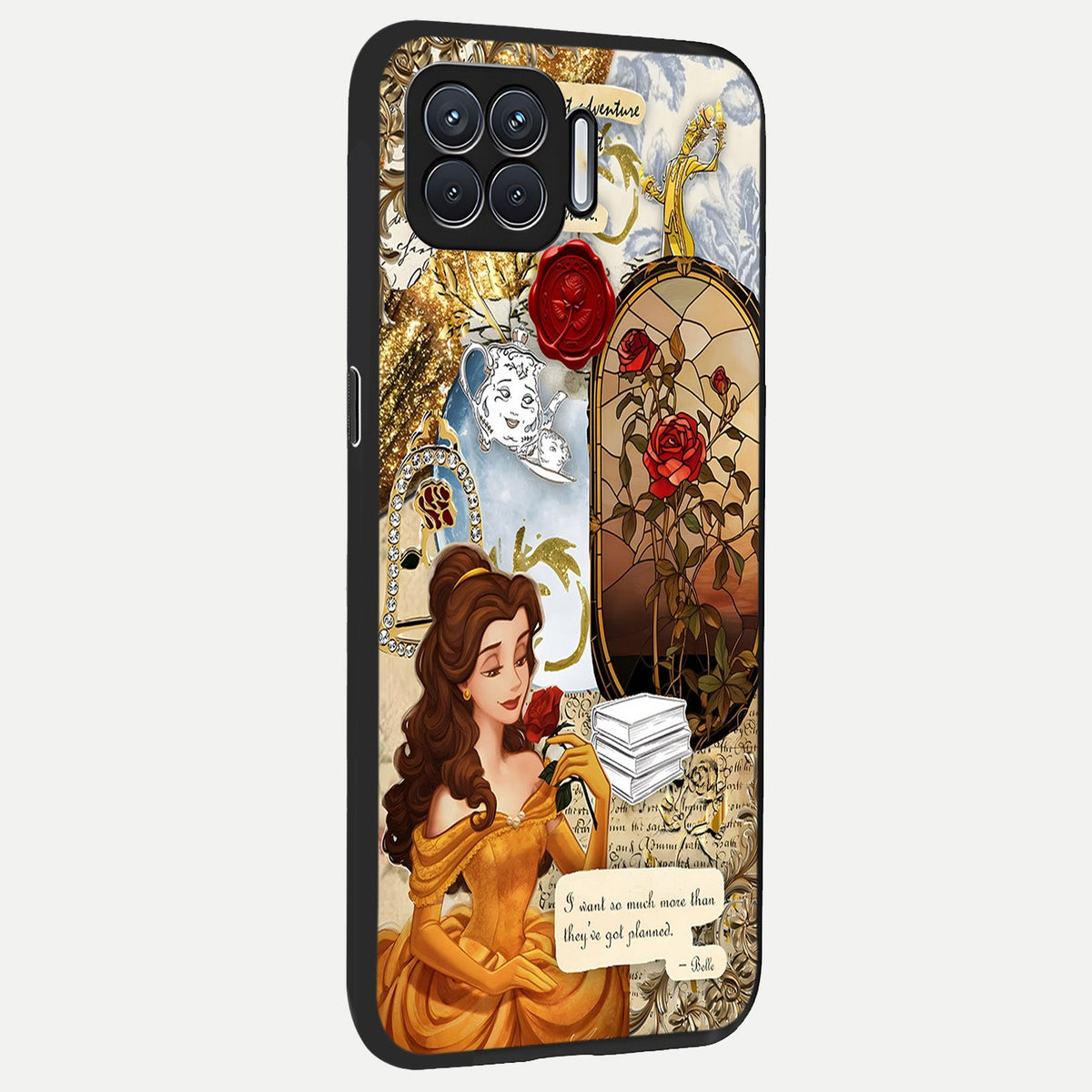  Golden Dream Belle back cover For Oppo F17 slim fit glass case with vibrant aesthetic design