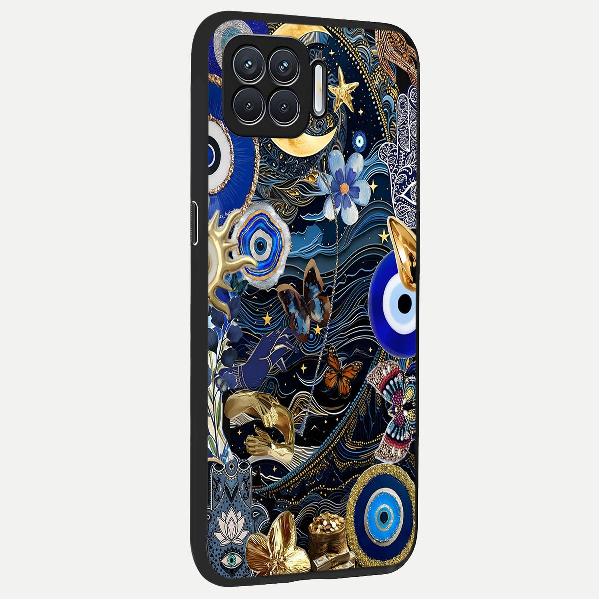  Golden Moon Magic back cover For Oppo F17 slim fit glass case with vibrant aesthetic design