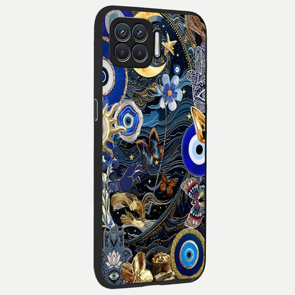  Golden Moon Magic back cover For Oppo F17 slim fit glass case with vibrant aesthetic design