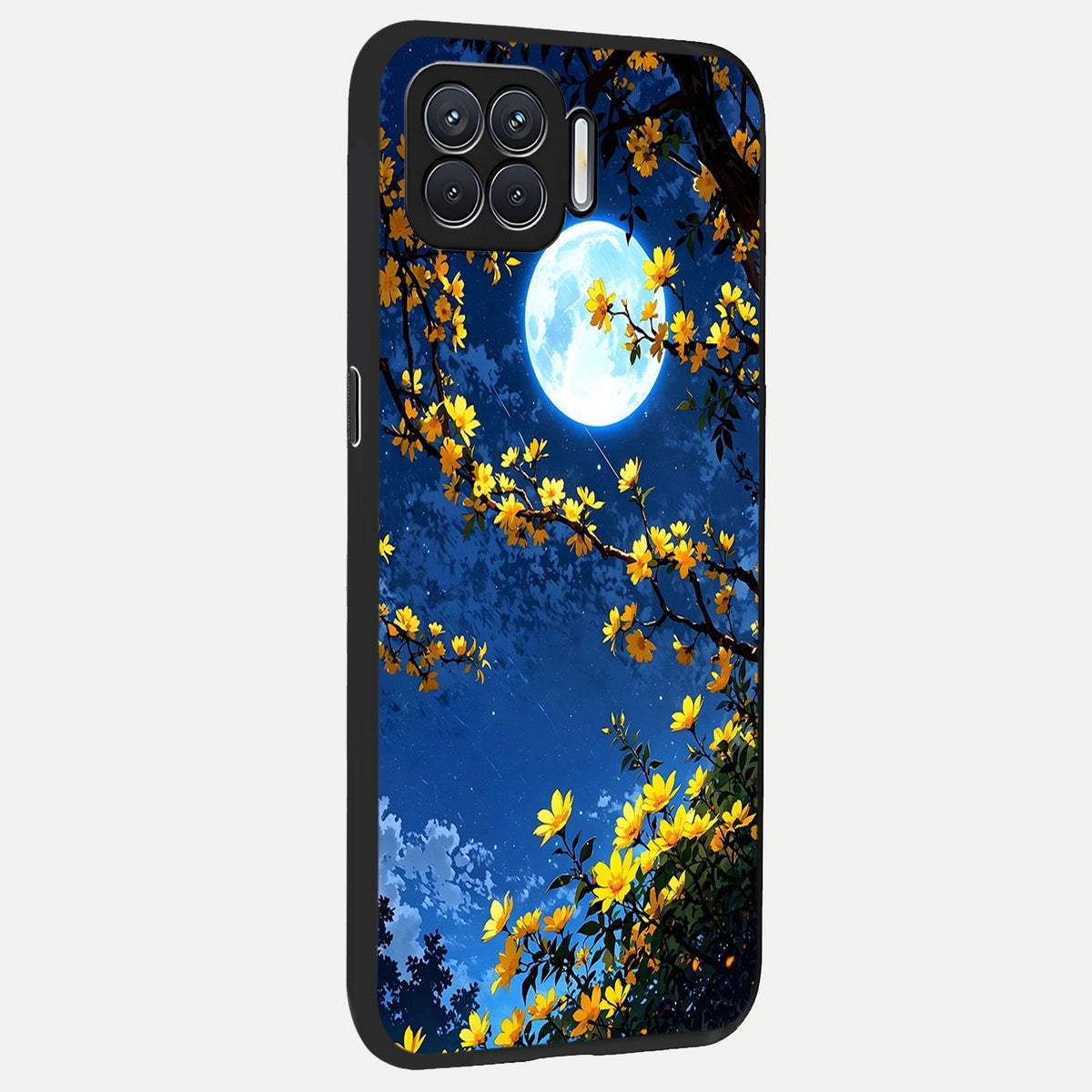  Golden Night Glow back cover For Oppo F17 slim fit glass case with vibrant aesthetic design