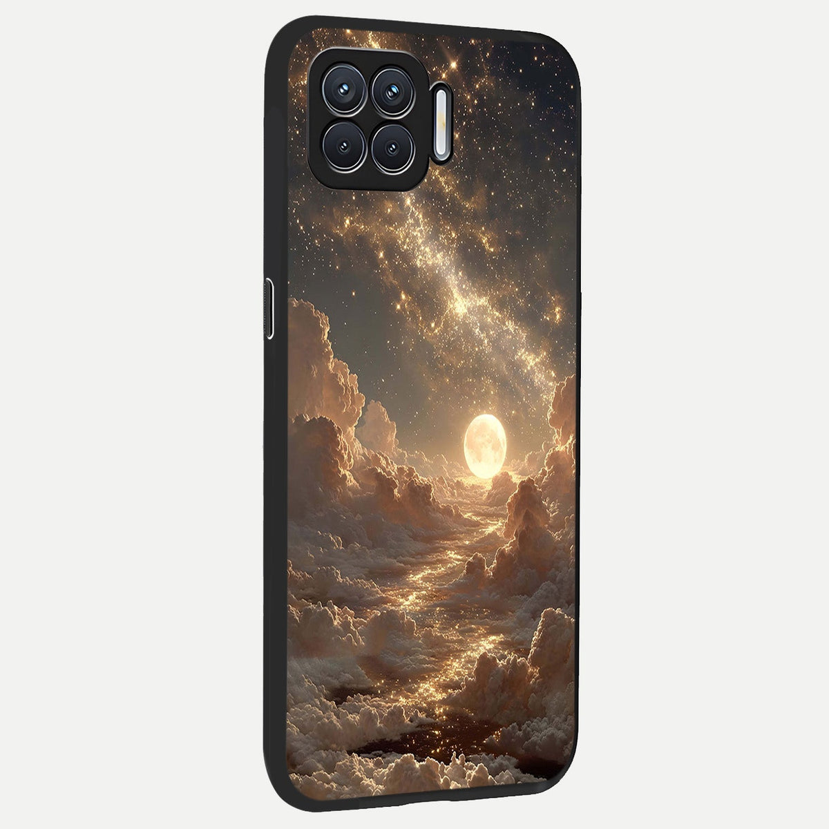  Golden Sky Dream back cover For Oppo F17 slim fit glass case with vibrant aesthetic design