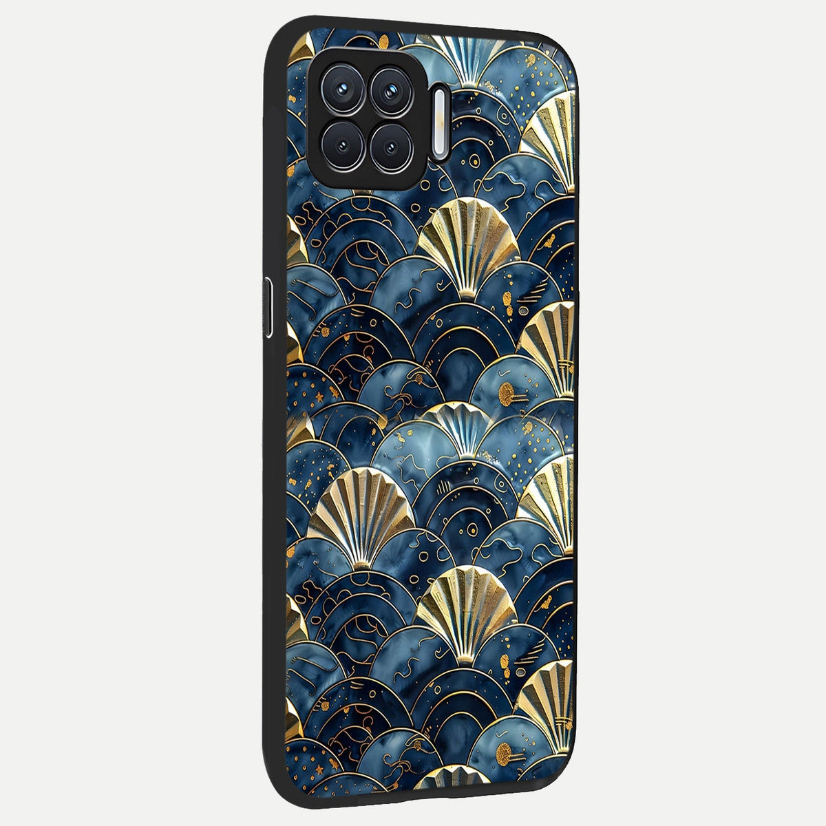  Golden Wave Luxe back cover For Oppo F17 slim fit glass case with vibrant aesthetic design