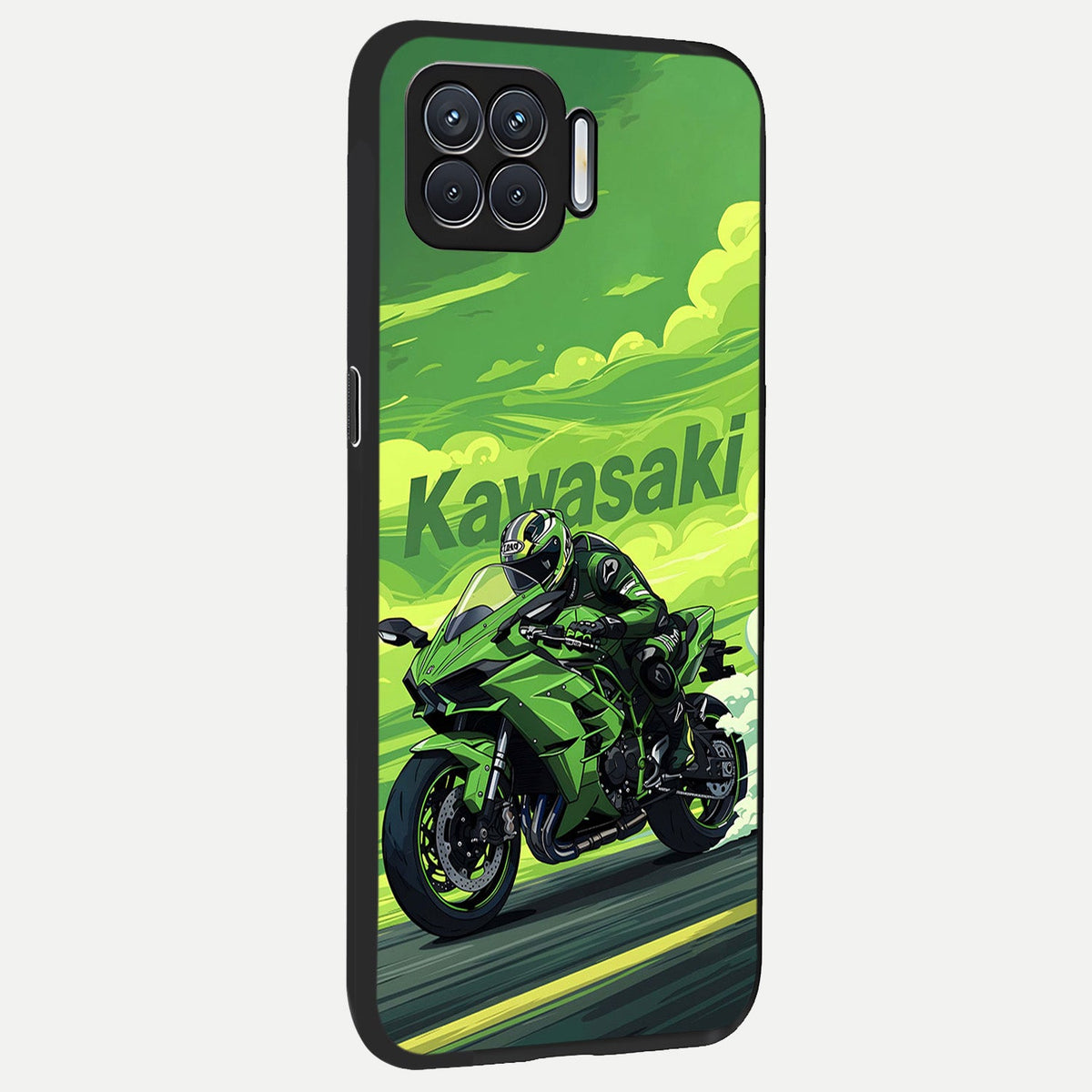  Greenery Sky back cover For Oppo F17 slim fit glass case with vibrant aesthetic design