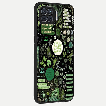 Green Mandala Pattern back cover For Oppo F17 slim fit glass case with vibrant aesthetic design