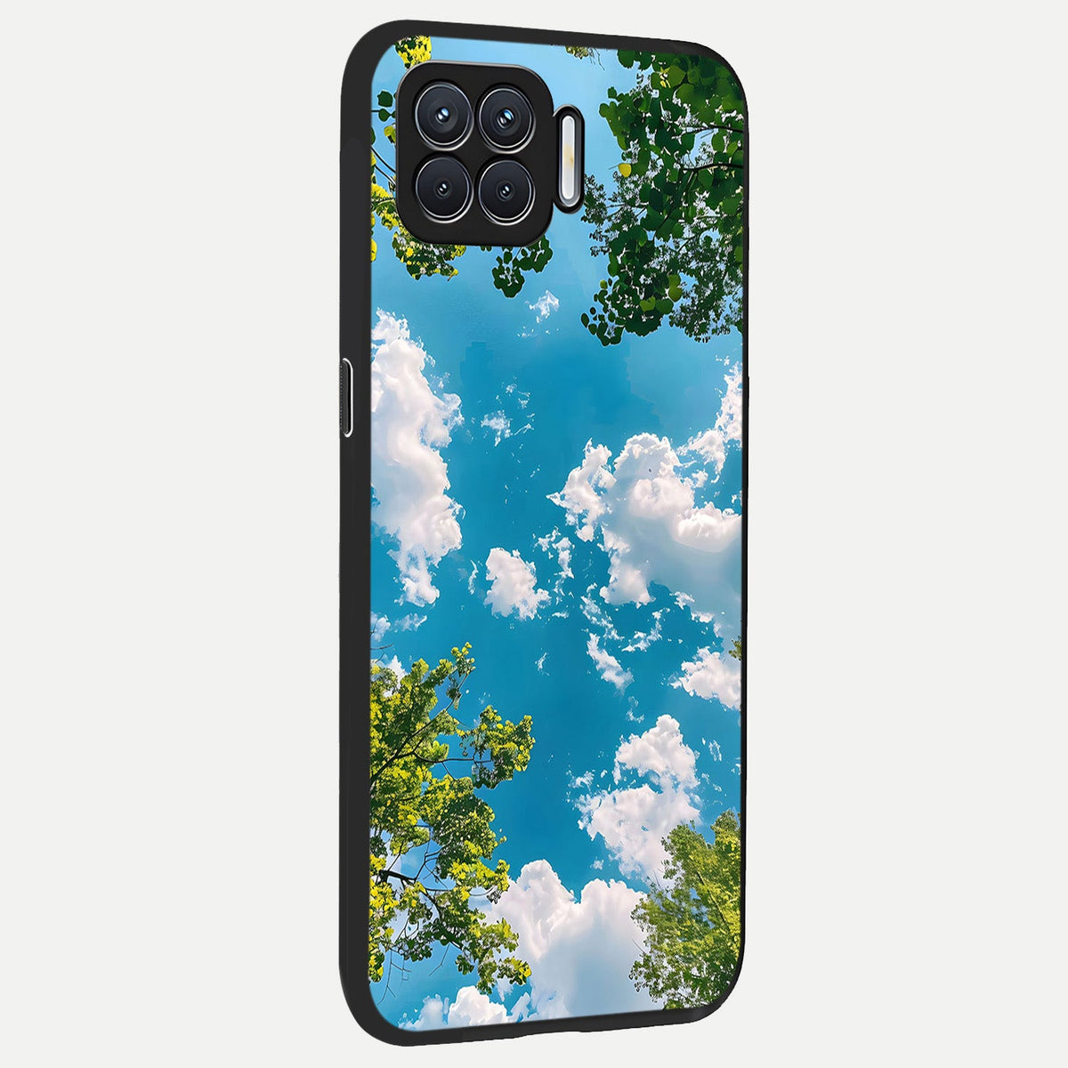  Green Moon Energy back cover For Oppo F17 slim fit glass case with vibrant aesthetic design