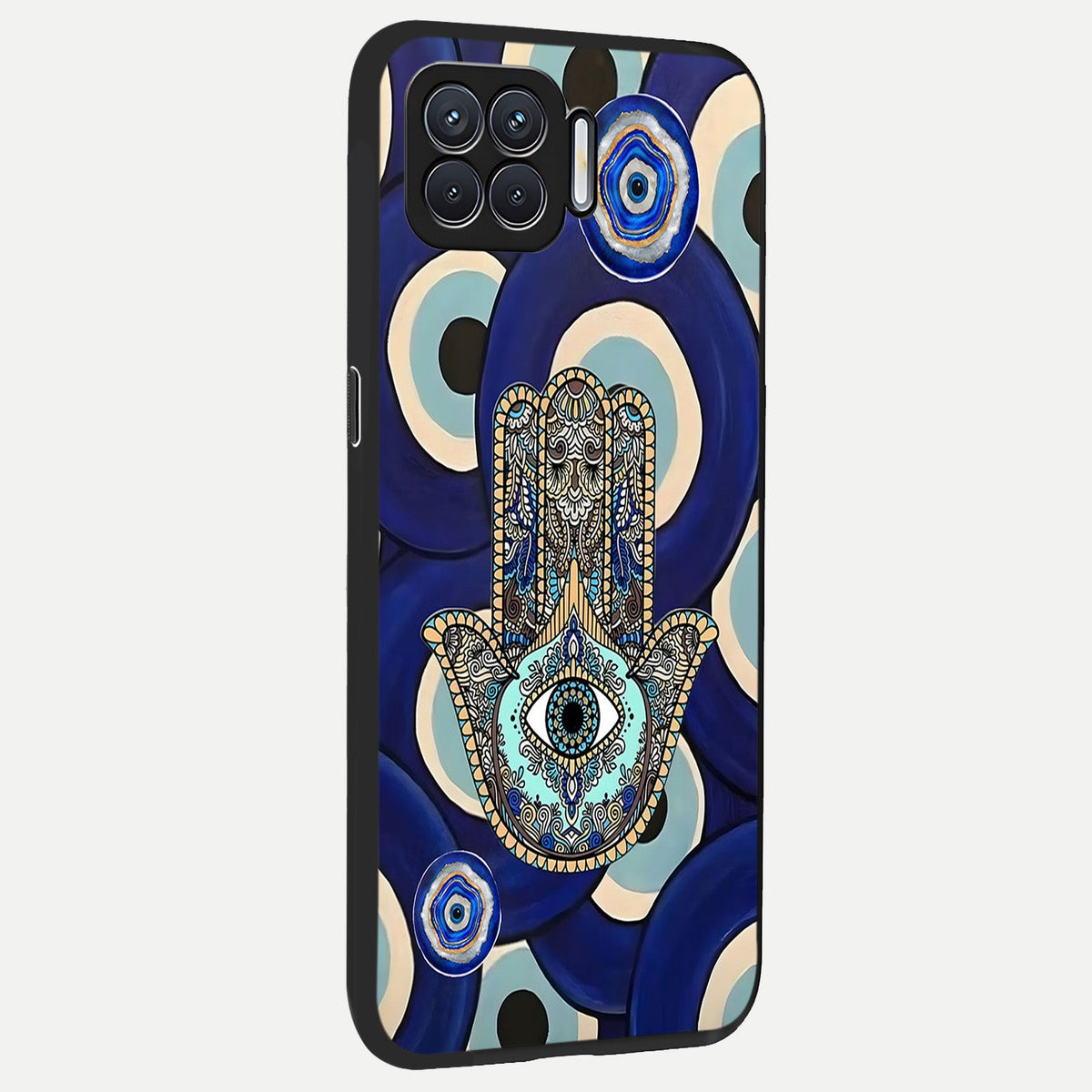  Hamsa Divine Guard back cover For Oppo F17 slim fit glass case with vibrant aesthetic design
