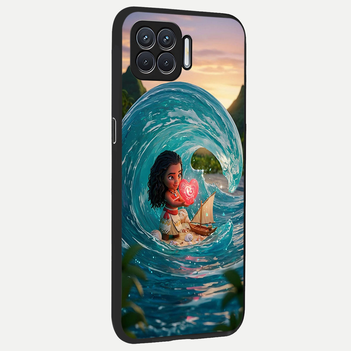  Heart of Ocean back cover For Oppo F17 slim fit glass case with vibrant aesthetic design