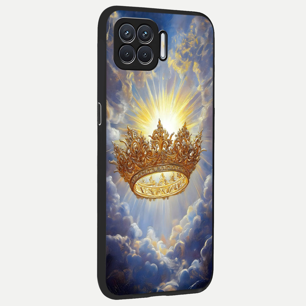  Heavenly Crown Light back cover For Oppo F17 slim fit glass case with vibrant aesthetic design