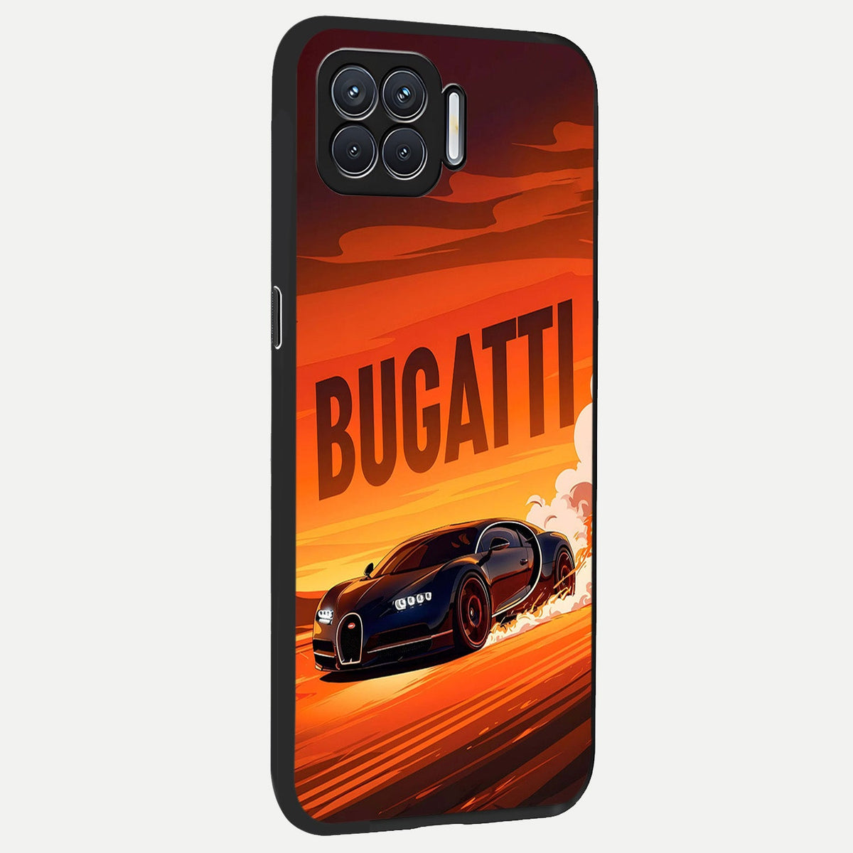 Inferno Bugatti Storm back cover For Oppo F17 slim fit glass case with vibrant aesthetic design