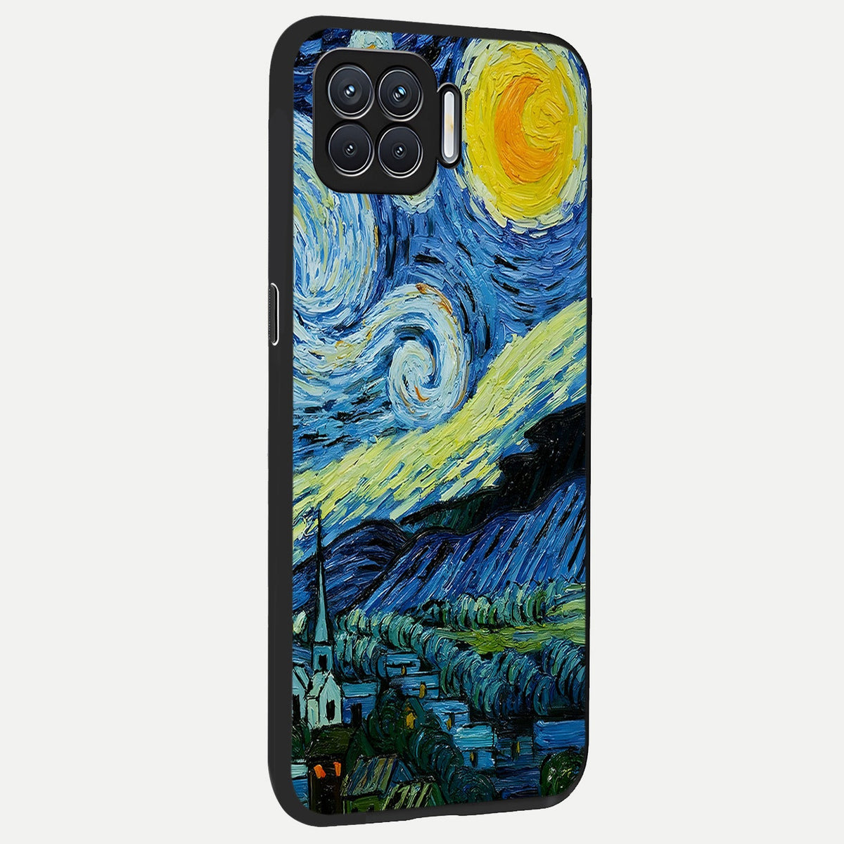  Inspired Van Gogh Art back cover For Oppo F17 slim fit glass case with vibrant aesthetic design