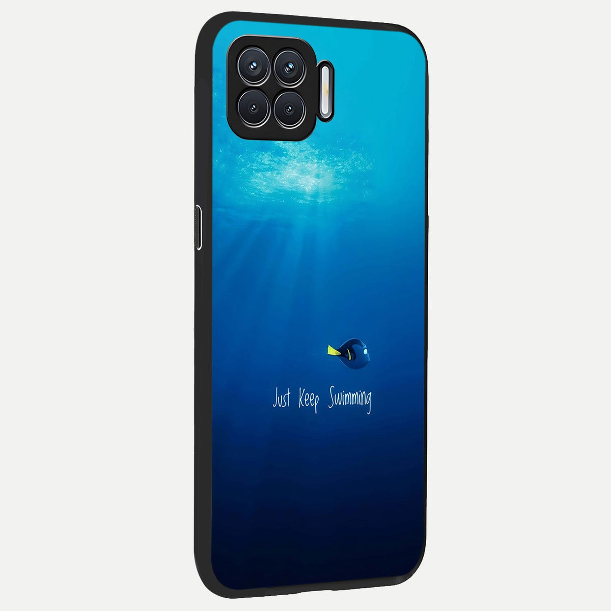  Just Keep Swimming back cover For Oppo F17 slim fit glass case with vibrant aesthetic design