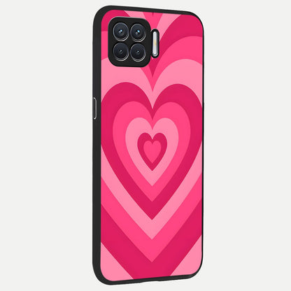  Layered Love Hearts back cover For Oppo F17 slim fit glass case with vibrant aesthetic design