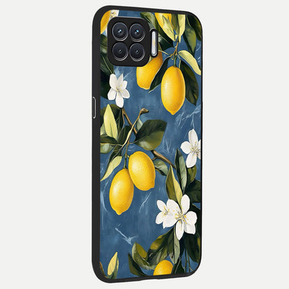  Lemon Dream Garden back cover For Oppo F17 slim fit glass case with vibrant aesthetic design