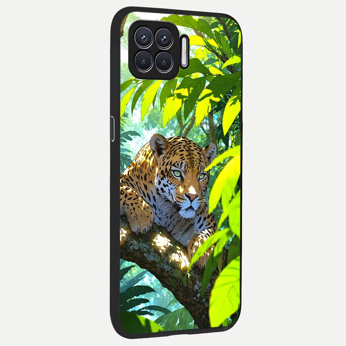  Leopard in Jungle back cover For Oppo F17 slim fit glass case with vibrant aesthetic design
