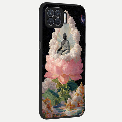  Lotus Divine Peace back cover For Oppo F17 slim fit glass case with vibrant aesthetic design