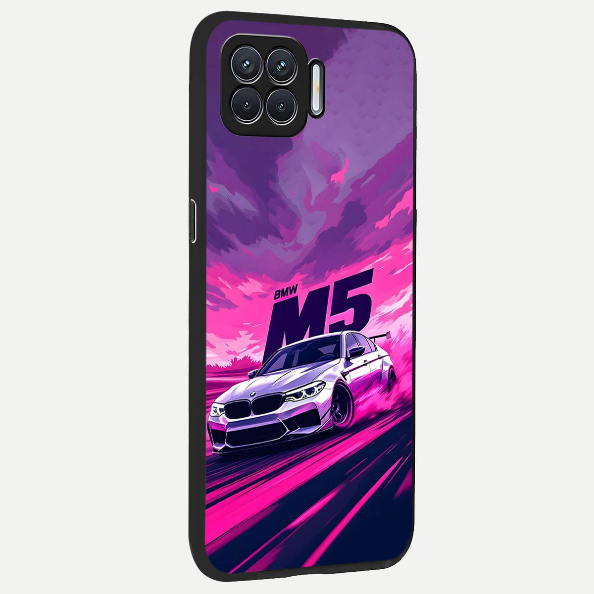  MS Neon Car back cover For Oppo F17 slim fit glass case with vibrant aesthetic design