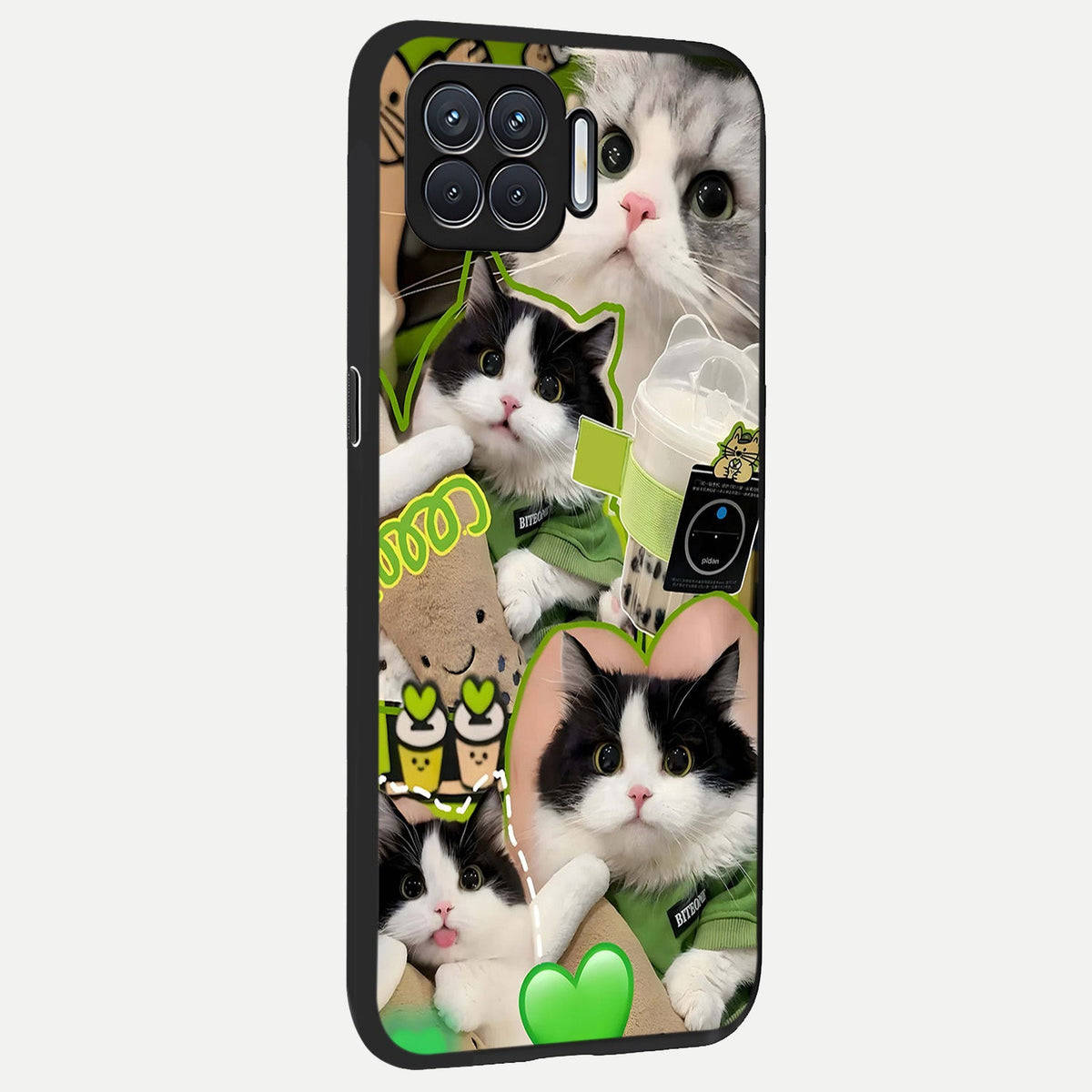  Matcha Cats Mood back cover For Oppo F17 slim fit glass case with vibrant aesthetic design