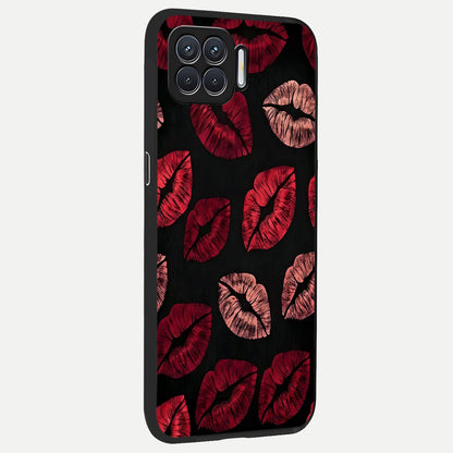  Midnight Kiss Love back cover For Oppo F17 slim fit glass case with vibrant aesthetic design