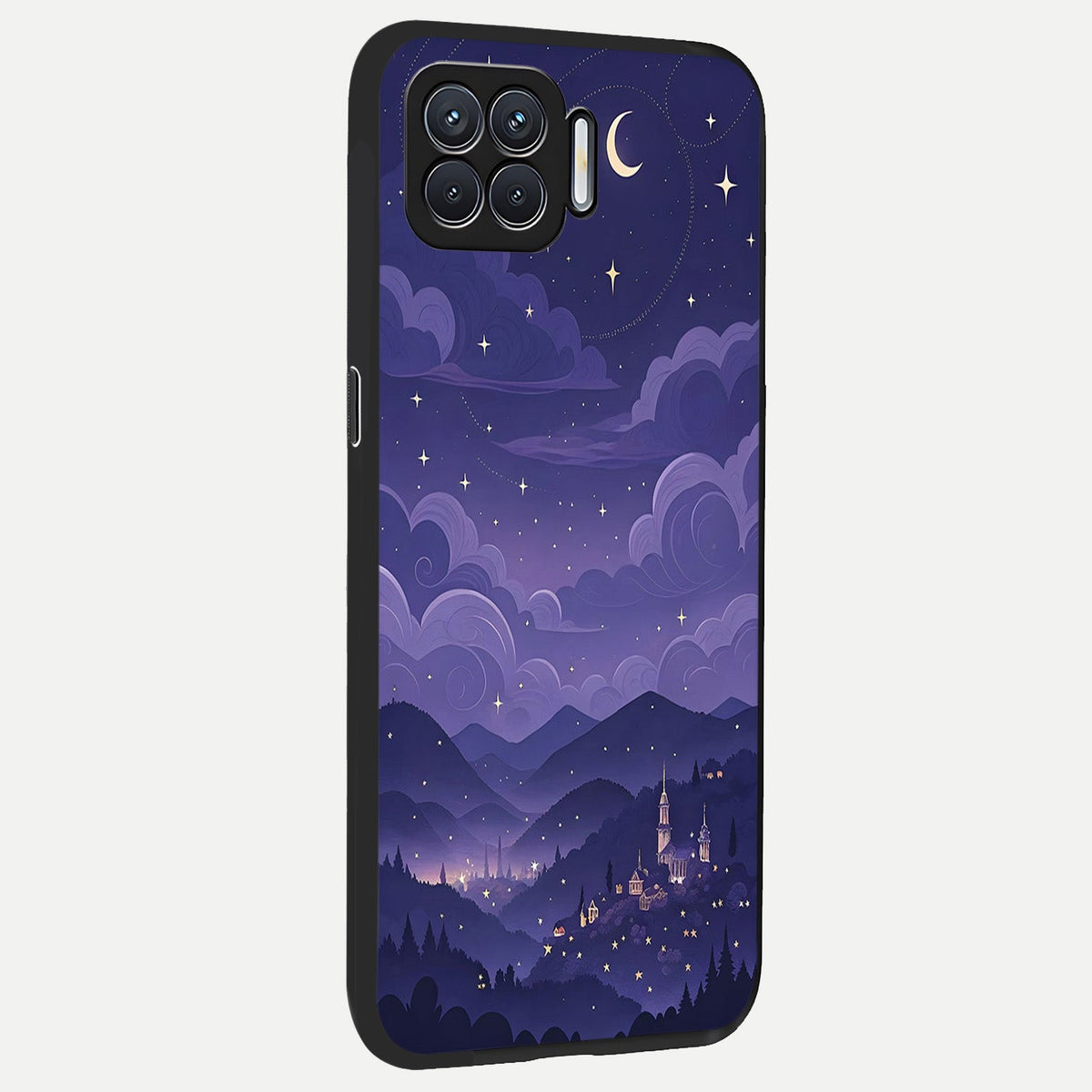  Minimal Night View back cover For Oppo F17 slim fit glass case with vibrant aesthetic design