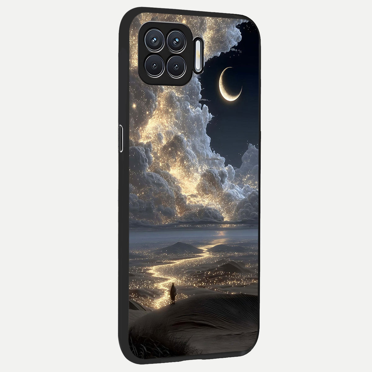  Moonlight Spark Path back cover For Oppo F17 slim fit glass case with vibrant aesthetic design