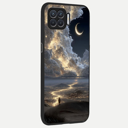  Moonlight Spark Path back cover For Oppo F17 slim fit glass case with vibrant aesthetic design