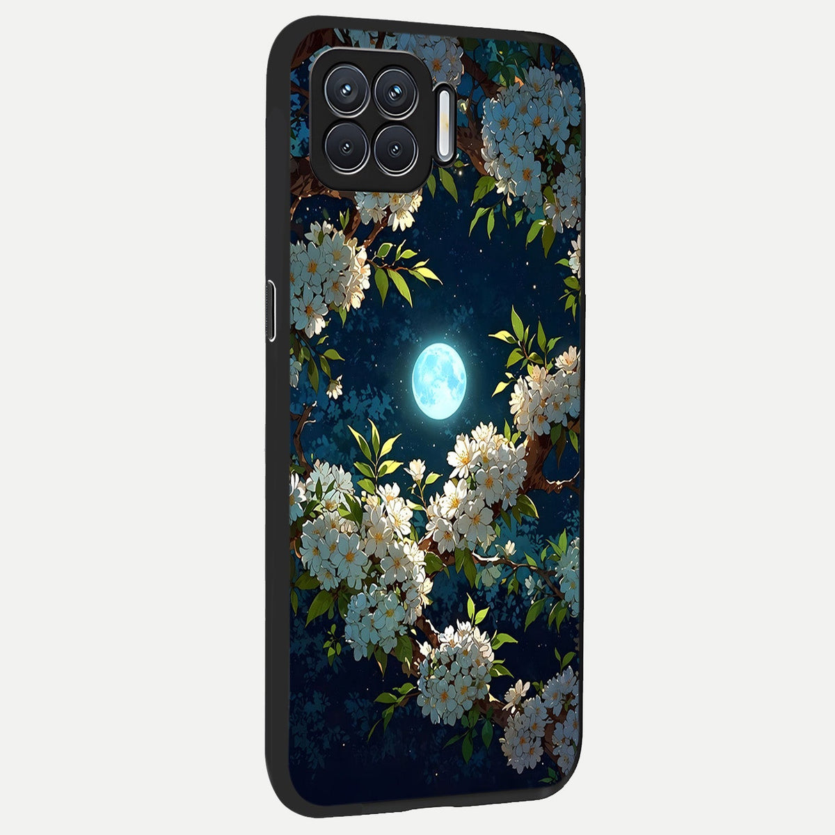  Moonlit Blossom Dream back cover For Oppo F17 slim fit glass case with vibrant aesthetic design