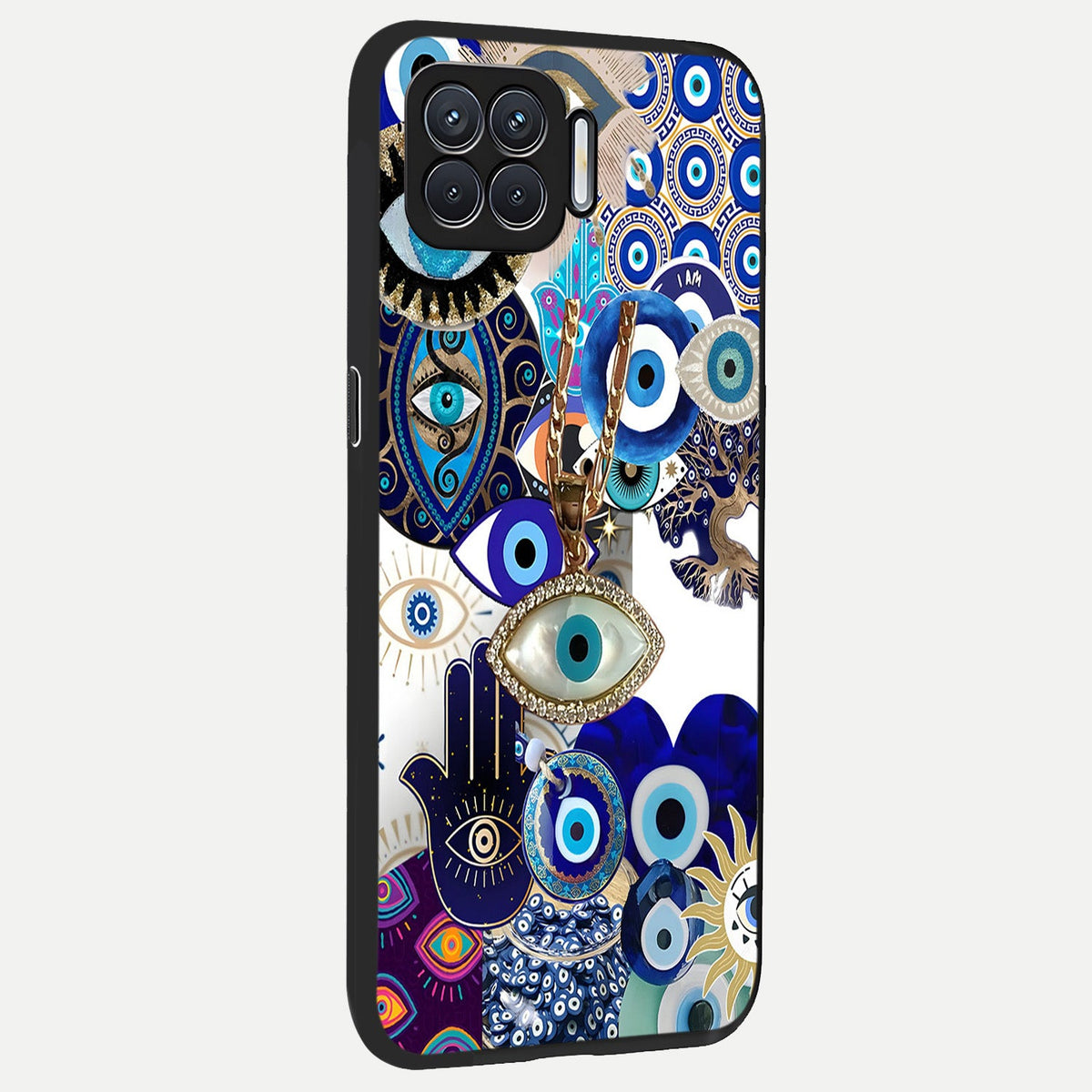  Mystic Charm Eye back cover For Oppo F17 slim fit glass case with vibrant aesthetic design