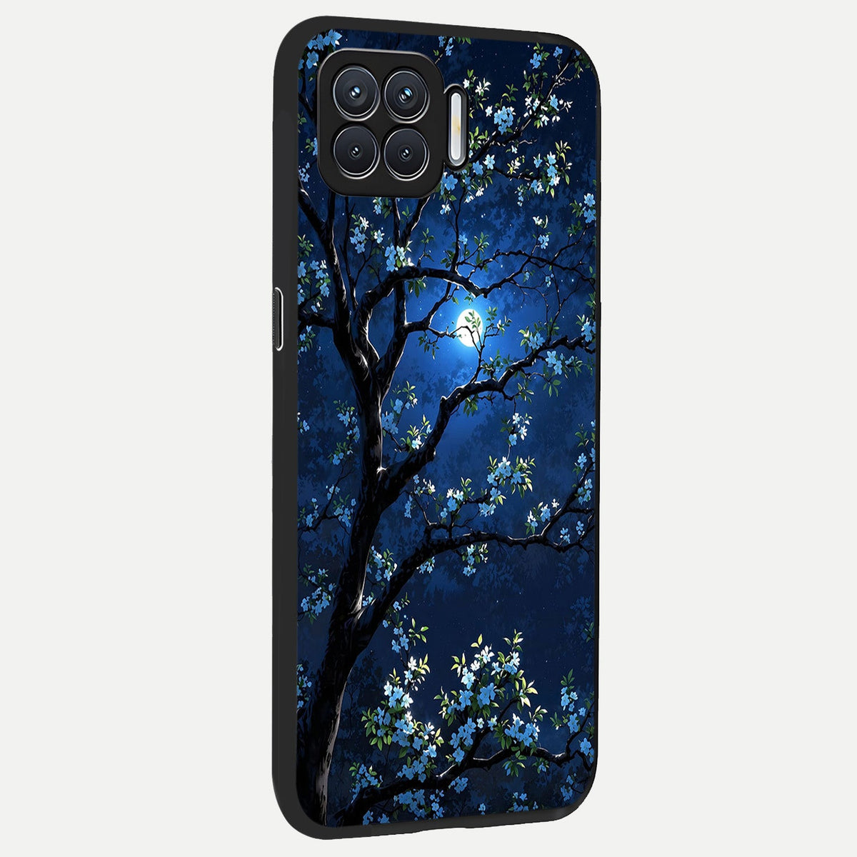  Mystic Floral Night back cover For Oppo F17 slim fit glass case with vibrant aesthetic design