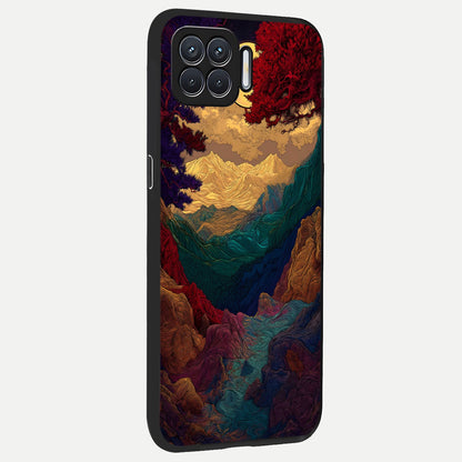  Mystic Valley Light back cover For Oppo F17 slim fit glass case with vibrant aesthetic design