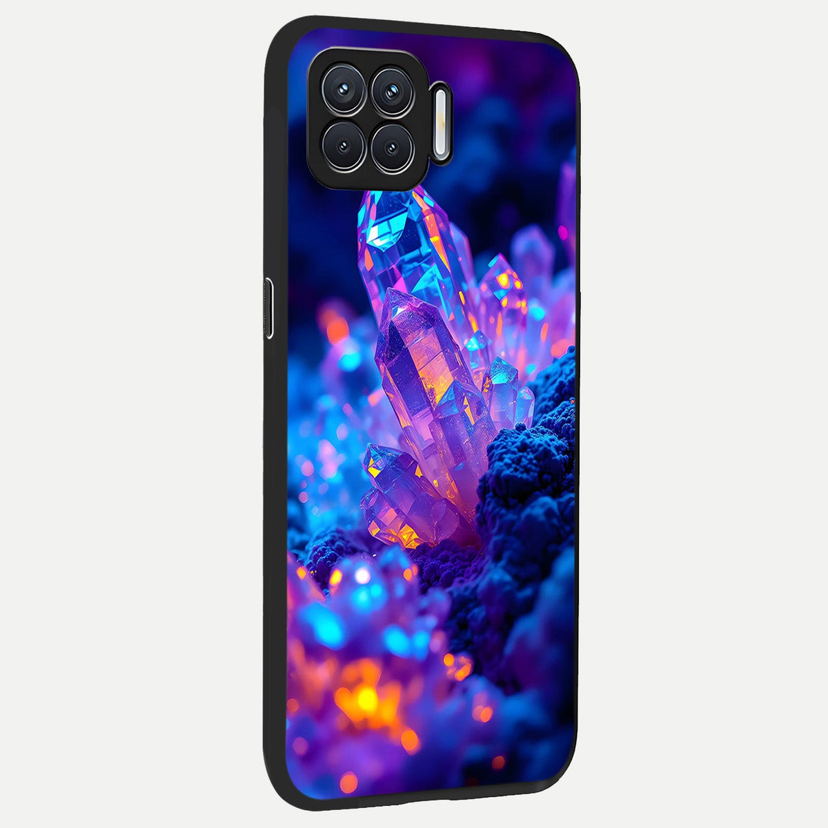  Neon Aura Shards back cover For Oppo F17 slim fit glass case with vibrant aesthetic design