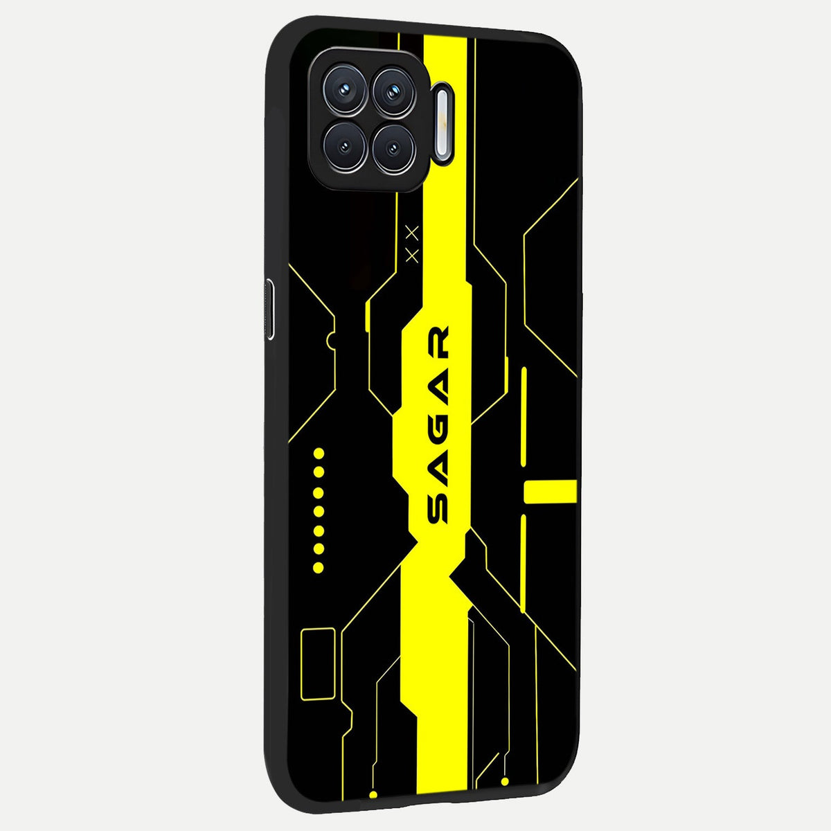  Neon CYBERPUNK Custom Name back cover For Oppo F17 slim fit glass case with vibrant aesthetic design