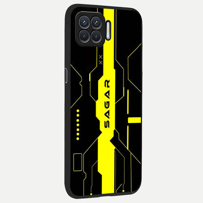  Neon CYBERPUNK Custom Name back cover For Oppo F17 slim fit glass case with vibrant aesthetic design